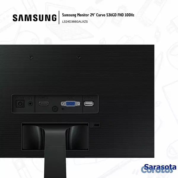 computadoras y laptops - Samsung Monitor Curvo S36GD 24" FHD 100Hz LS24D366 2