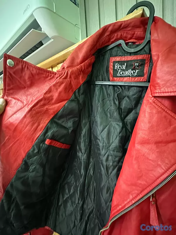 ropa para hombre - Chaqueta de Cuero Real Roja 🔥 Estilo Biker | Como Nueva 2