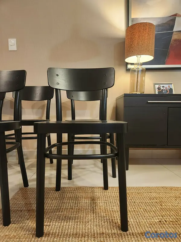 muebles y colchones - 6 Sillas de comedor negras 4