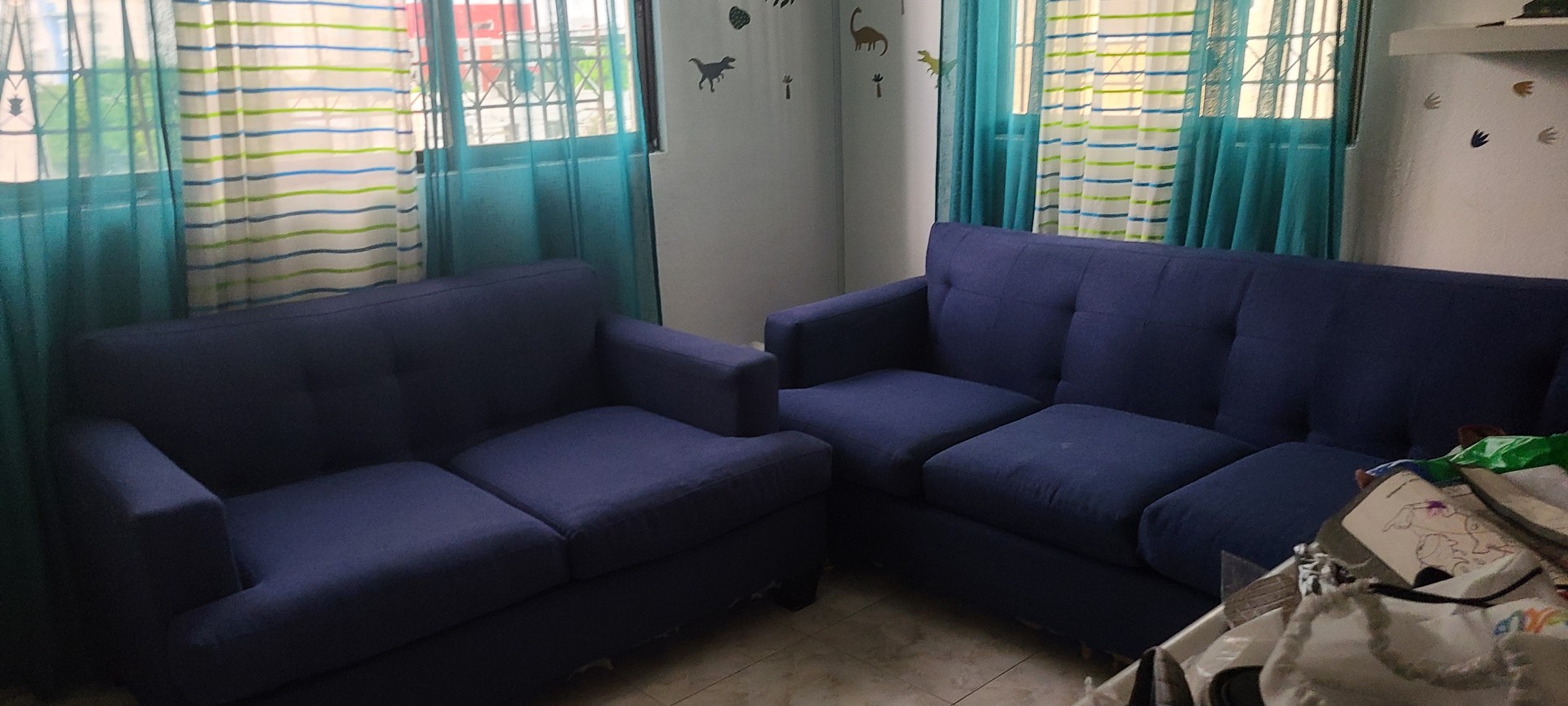 muebles y colchones - Juego de muebles azul oscuro  (1 mueble de 3 plazas y 1 de 2 plazas)  3