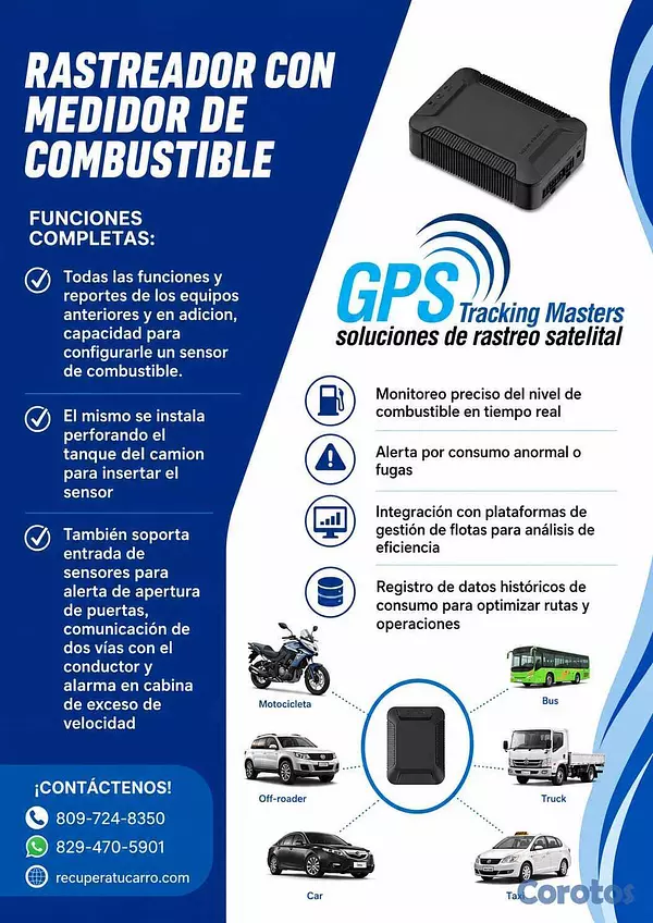 accesorios para vehiculos - GPS (Rastreador con medidor de combustible) Para T 1