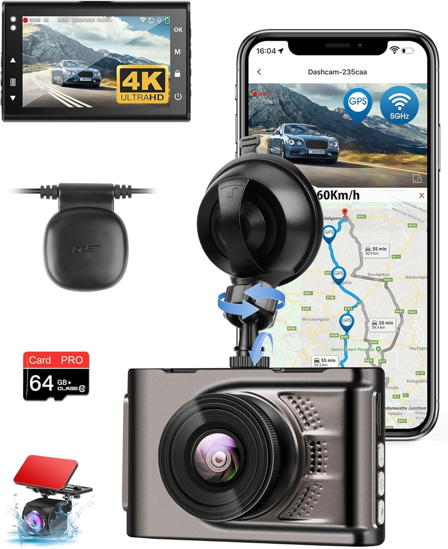 accesorios para vehiculos - Cámara de tablero 4K para coche, cámara frontal y trasera