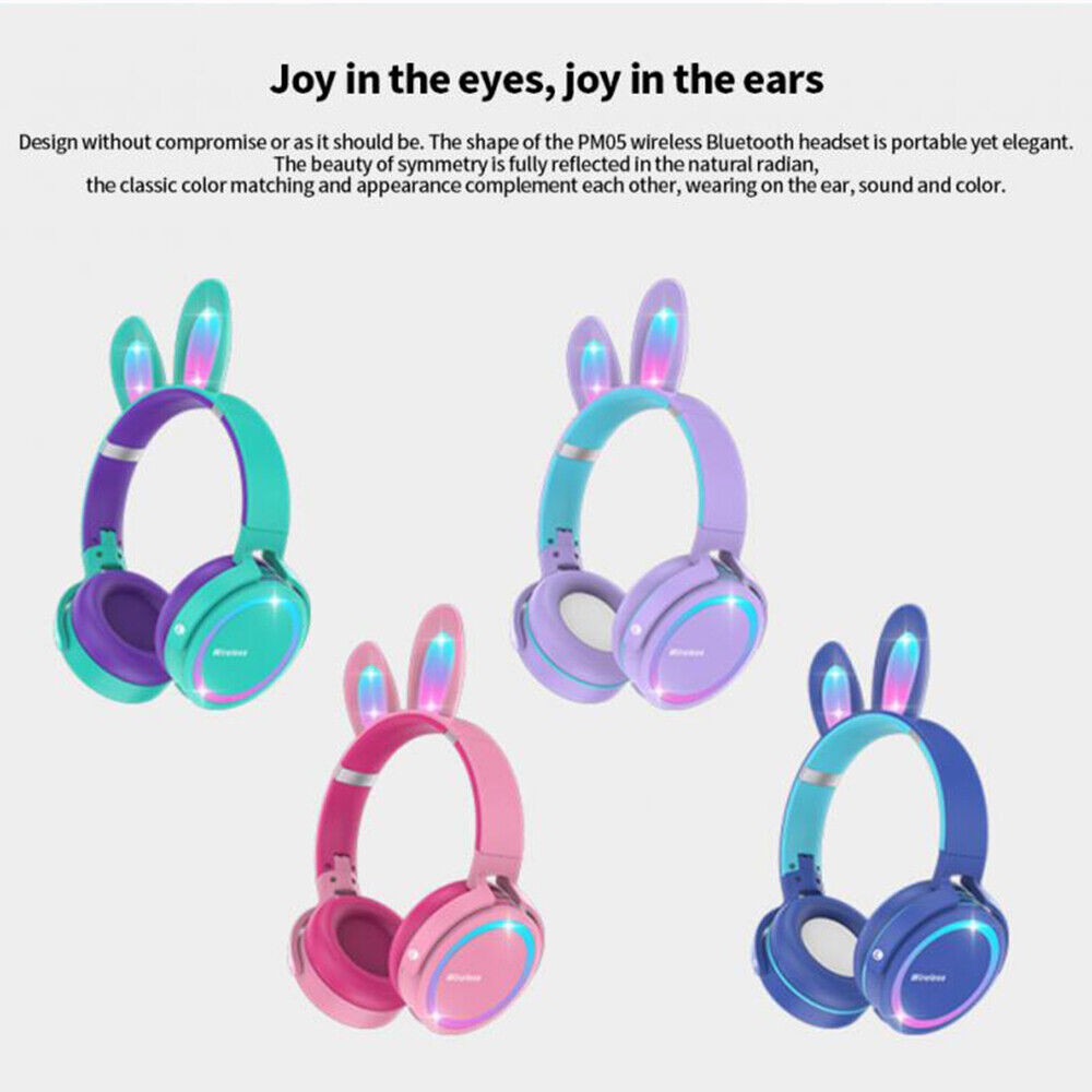 accesorios para electronica - Auriculares inalámbricos con Orejas de conejo para niñas, audifonos tiktok  1