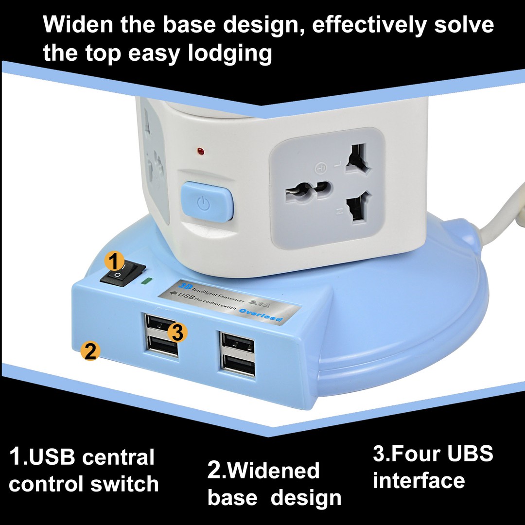 accesorios para electronica - Regleta Vertical Multitomas Multienchufe Enchufe Extension 2