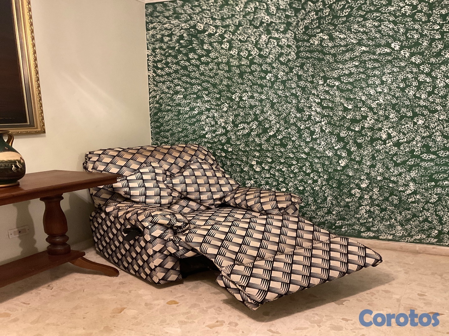 muebles y colchones - Sillón en tela con estampado blanco con negro 4