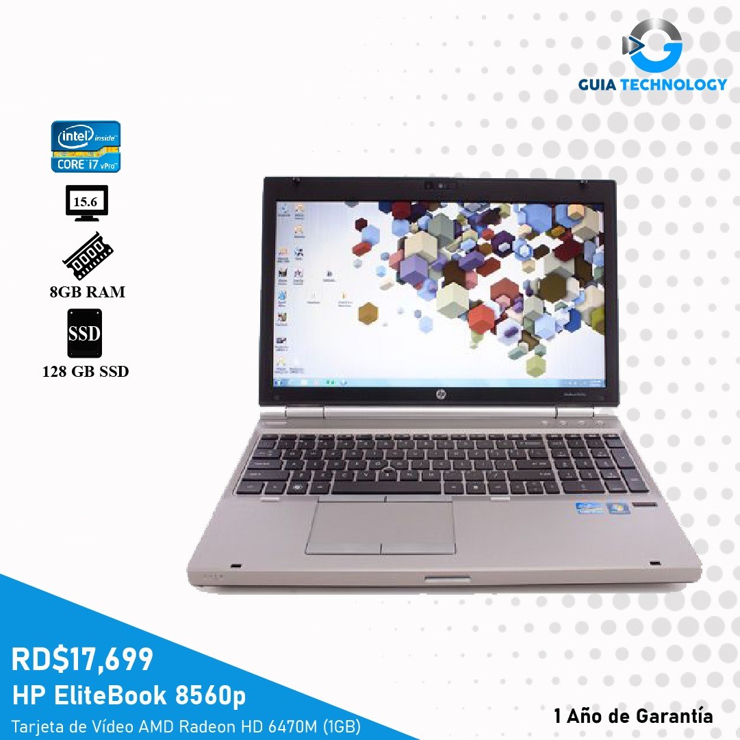 computadoras y laptops - Core i7 HP EliteBook 8560p (Incluye Mouse y Mochila) Tarjeta de Vídeo 128GB SSD