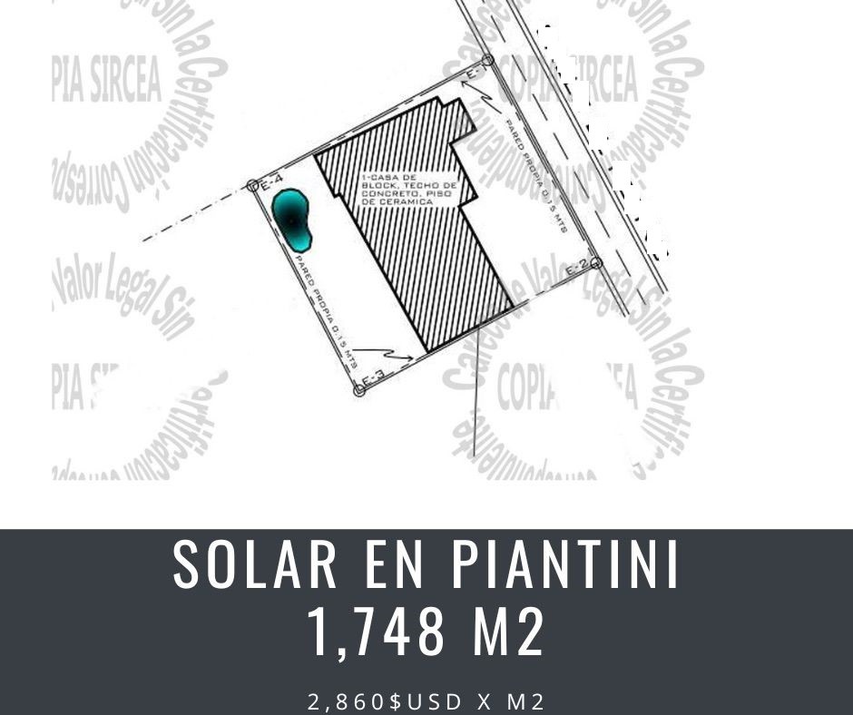 solares y terrenos - Solar en Piantini de 1748 metros no permuta si plan de pago 
