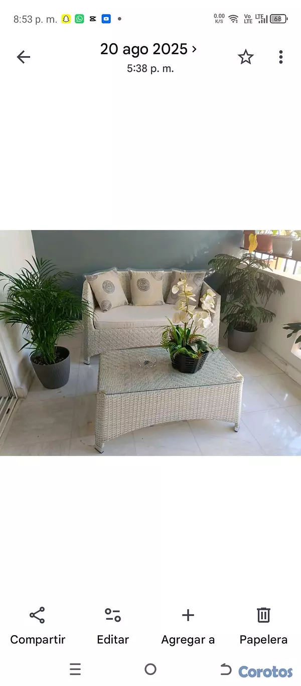 muebles y colchones - VENDO HERMOSO JUEGO DE TERRAZA DE ILUMEL  5