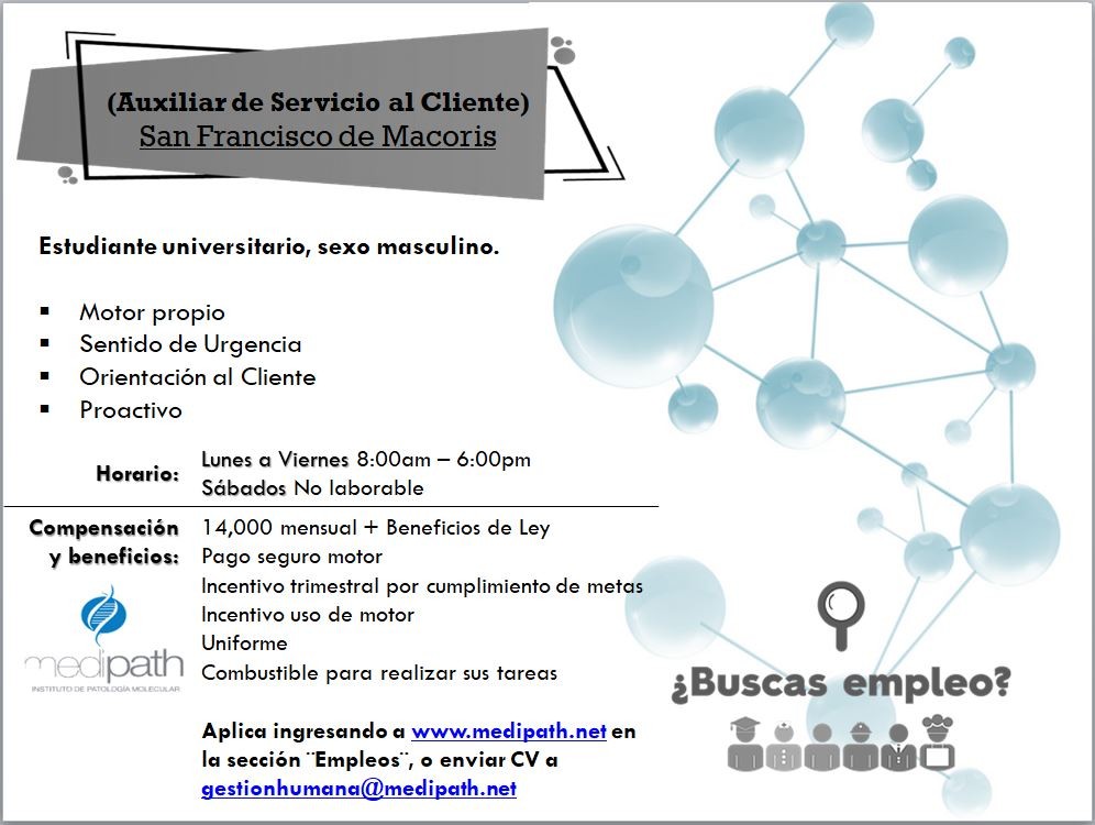 empleos disponibles - (Auxiliar de Servicio al Cliente) San Francisco de Macoris