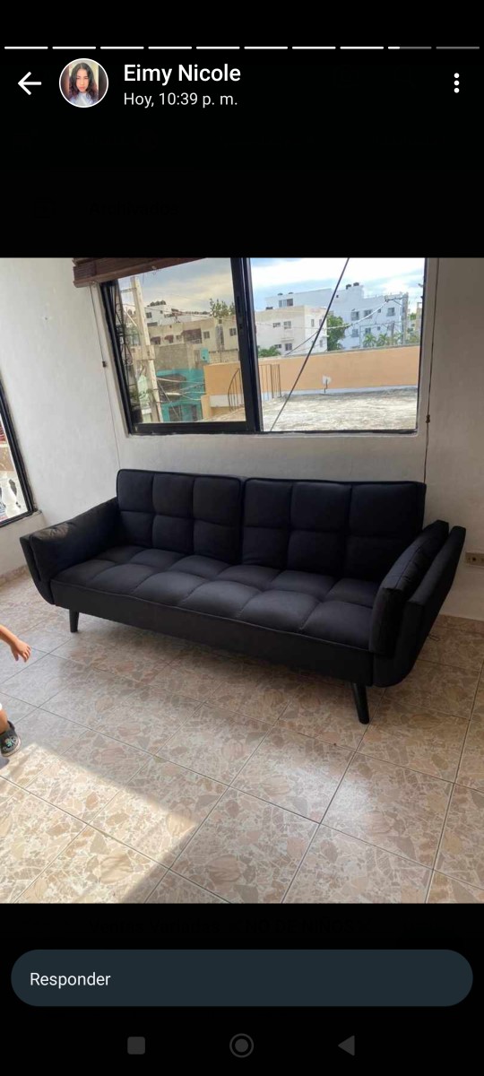 muebles y colchones - Sofá cama importado NUEVO color negro 3