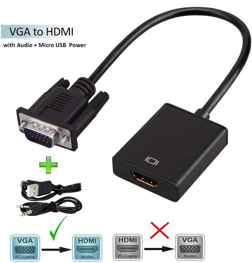 otros electronicos - Adaptador de VGA a HDMI con audio