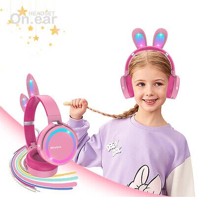 accesorios para electronica - Auriculares inalámbricos con Orejas de conejo para niñas, audifonos tiktok  2