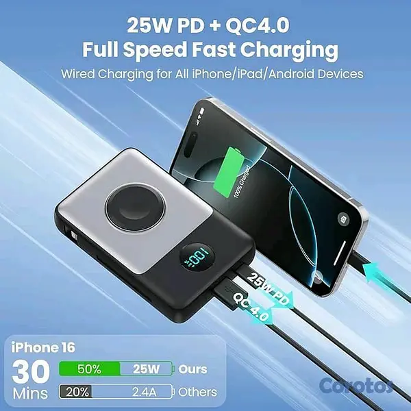 accesorios para electronica - ⚡ Cargador portátil magnético 6 en 1, 10800mAh, carga rápida 25W 🔋 5