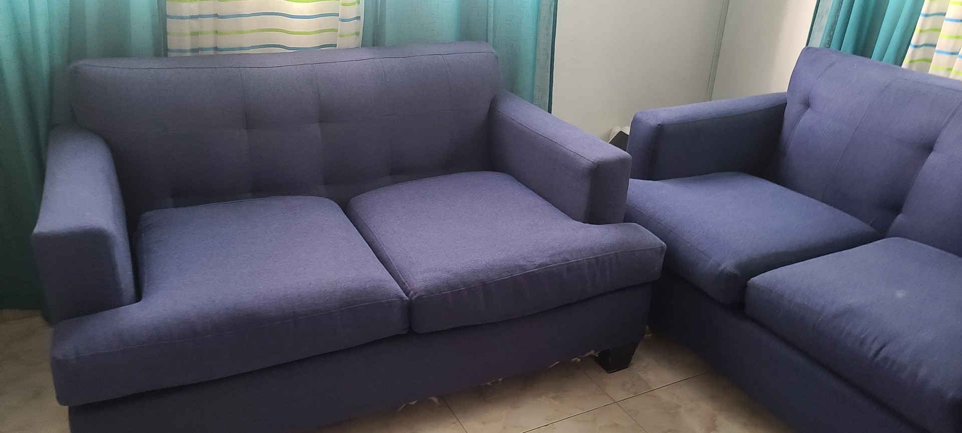 muebles y colchones - Juego de muebles azul oscuro  (1 mueble de 3 plazas y 1 de 2 plazas)  2