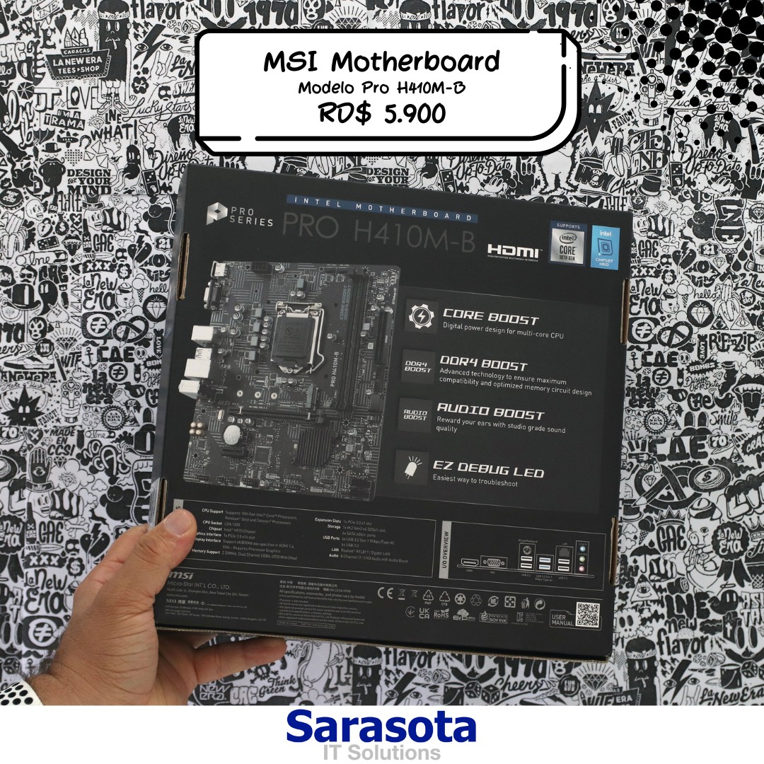 accesorios para electronica - MSI Motherboard H410M-B Pro Somos Sarasota 1