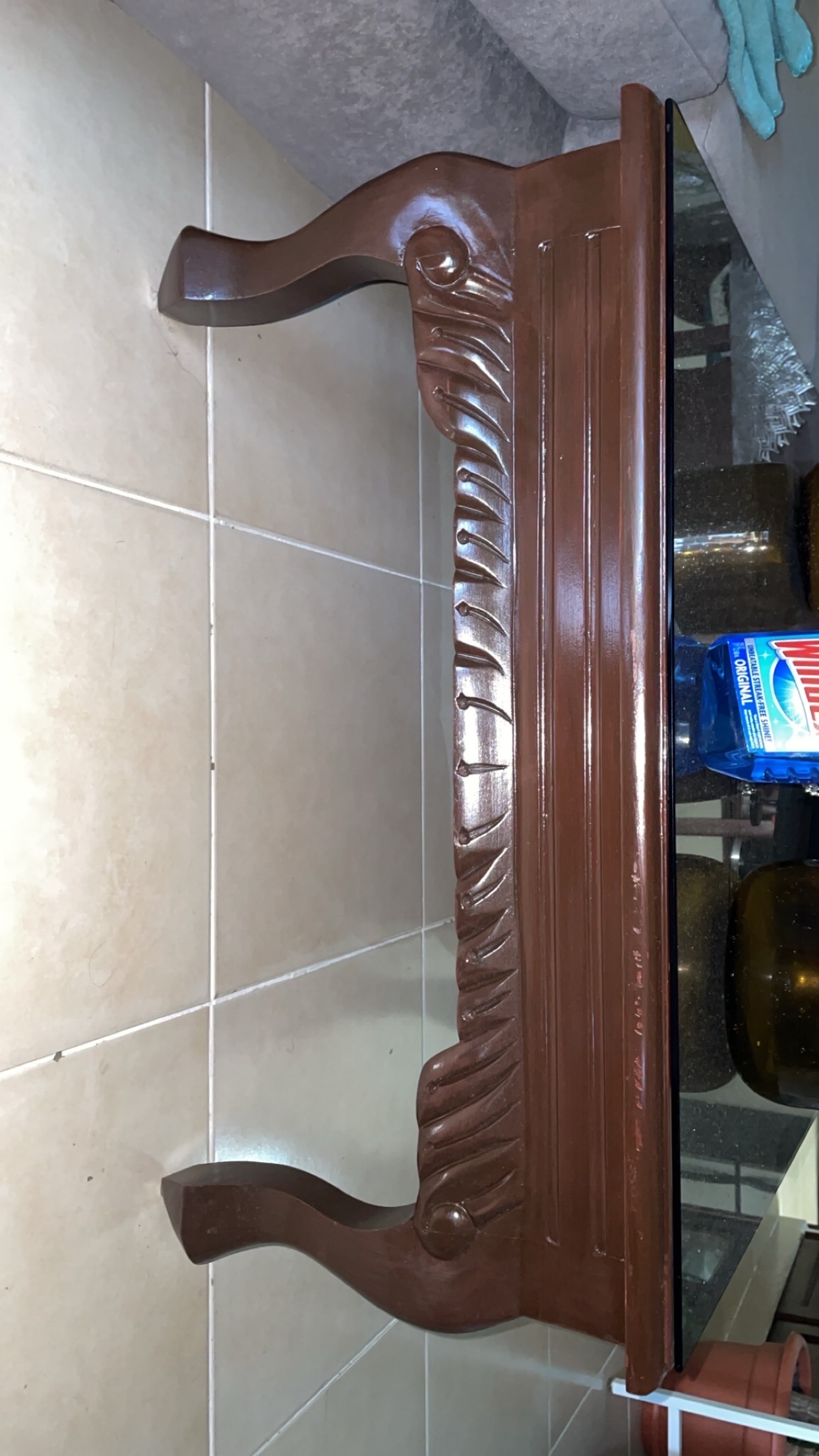 muebles y colchones - 2 mesas en caoba grande y mediana tienen su tope de cristal  2