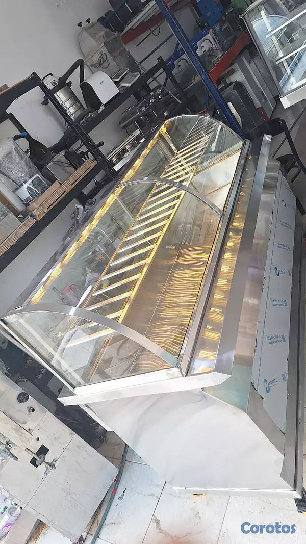 equipos profesionales - Vitrina caliente Baño María de Cristal Curvo 3