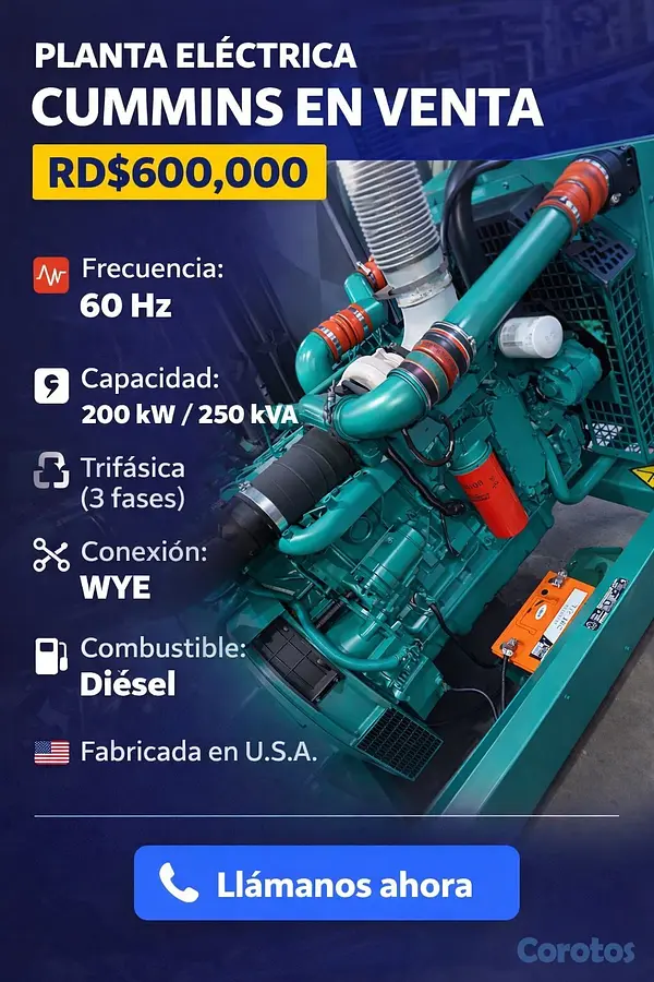 plantas e inversores - Planta eléctrica Cummins en venta – RD$600,000 2