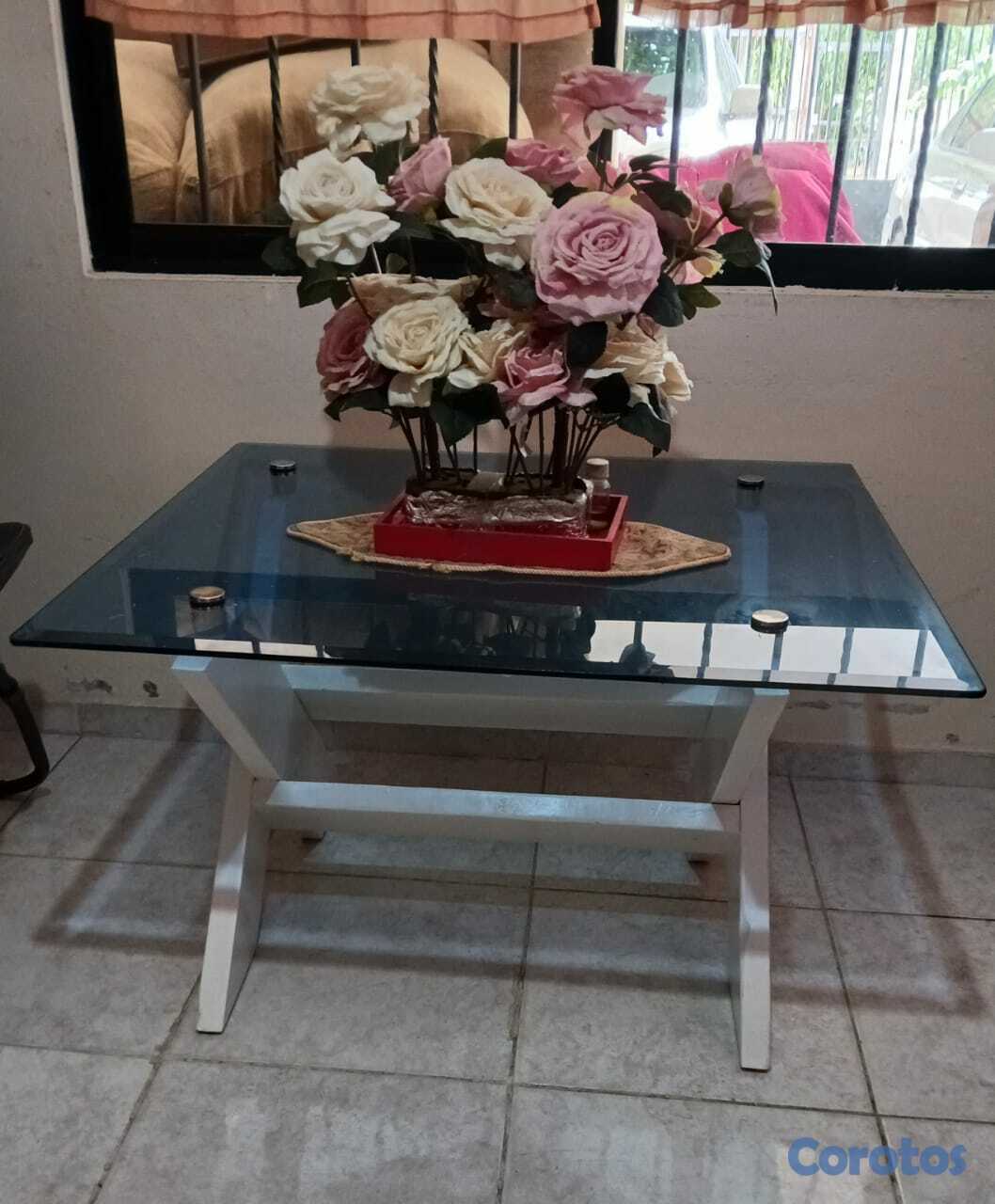 muebles y colchones - Mesa en cristal 