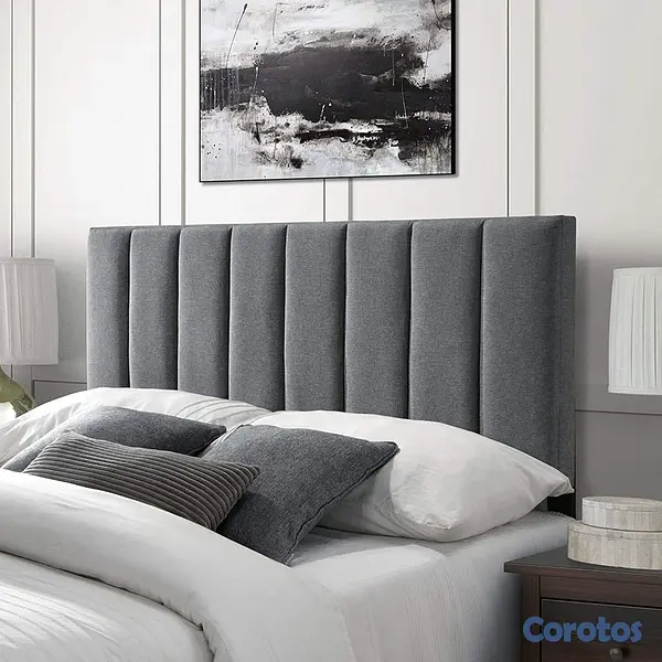 muebles y colchones - Cama tapizada color Beige+ Colchon. Nueva 2