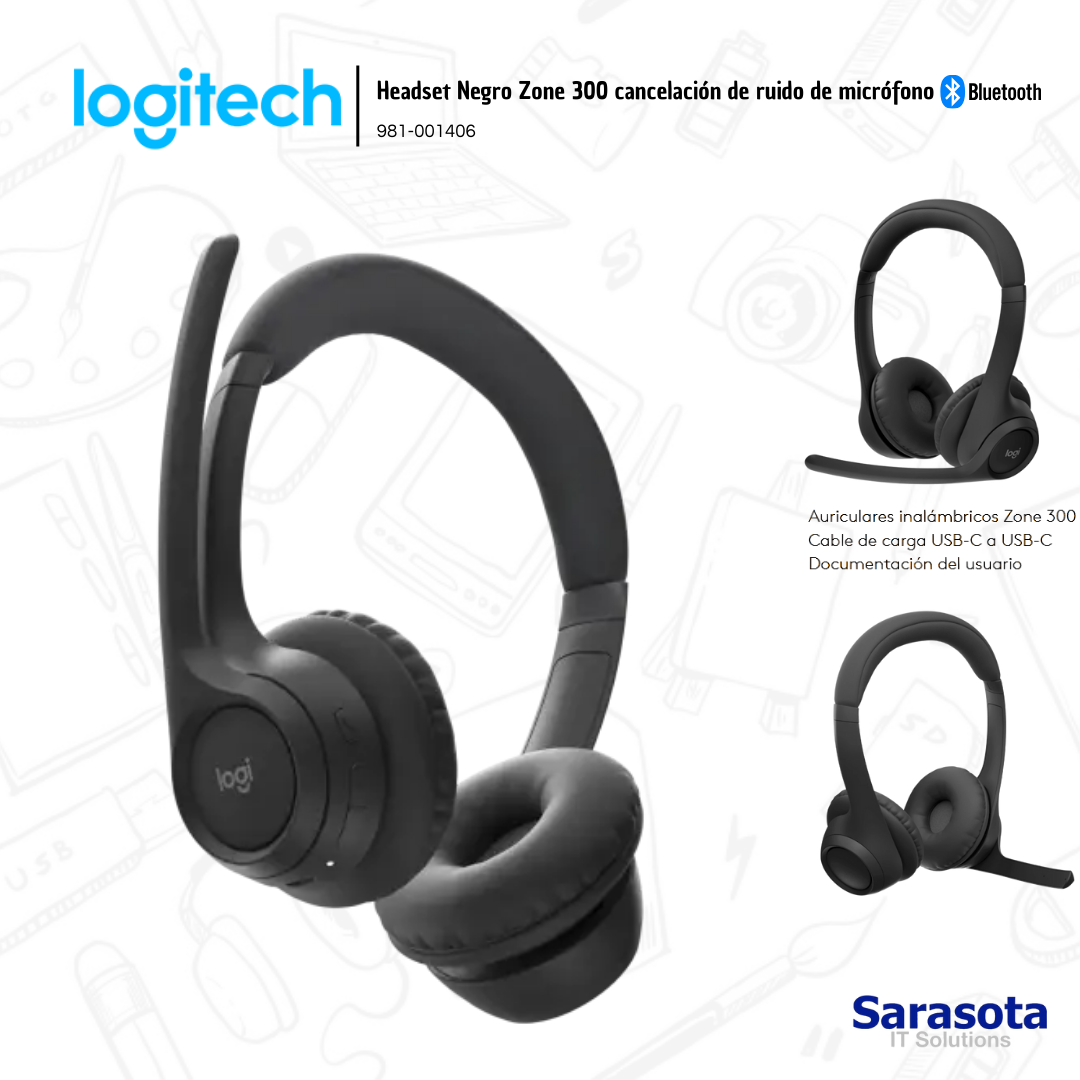 accesorios para electronica - Logitech Headset Zone 300 con micrófono Bluetooth  1