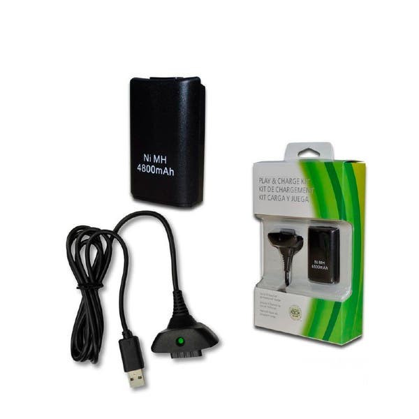 consolas y videojuegos - Kit Carga Y Juega Xbox 360 Cargador Bateria recargable 3