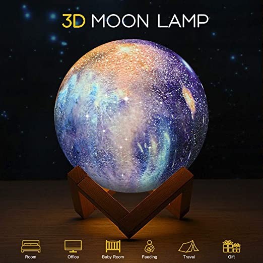 decoración y accesorios - Lampara Luna 3D Satelite Luz recargable multifunción Noche estrellas 1