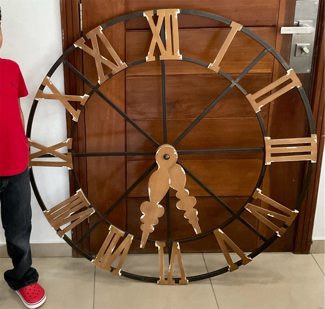 arte y antigüedades - Aplique Reloj decorativo de madera y hierro con técnica vintage  1