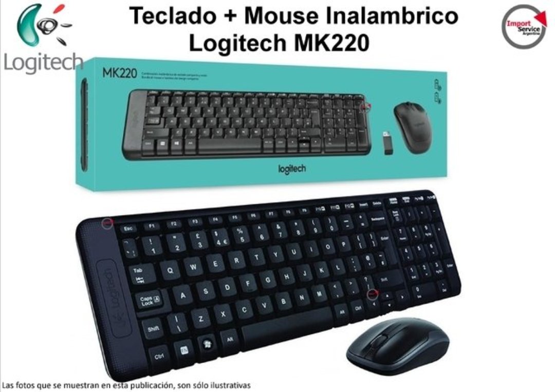 computadoras y laptops - TECLADO MOUSE LOGITECH MK220 USB WIRELESS RECEIVER 2.4GHZ WIRELESS, ESPAÑOL