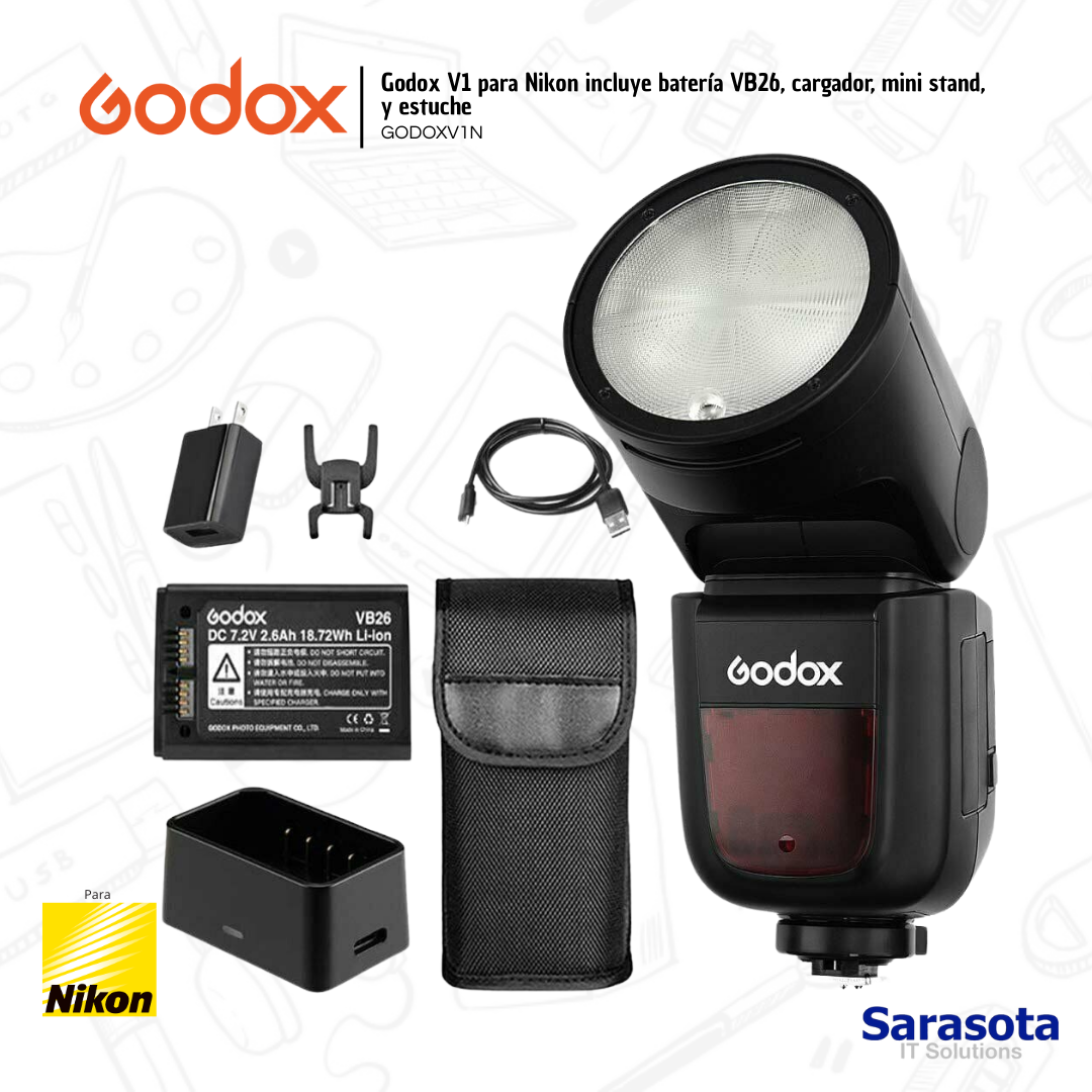 accesorios para electronica - Godox V1 para Nikon incluye accesorios 0