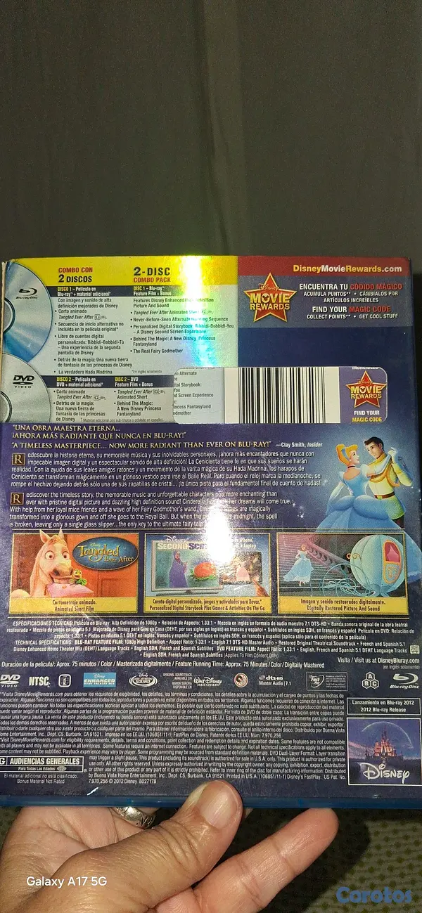 dvds, bluerays y peliculas - Cindirella de Disney blueray and DVD 2
