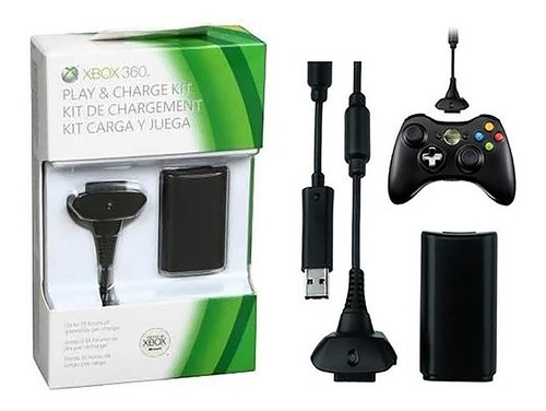 consolas y videojuegos - Kit Carga Y Juega Xbox 360 Cargador Bateria recargable 4