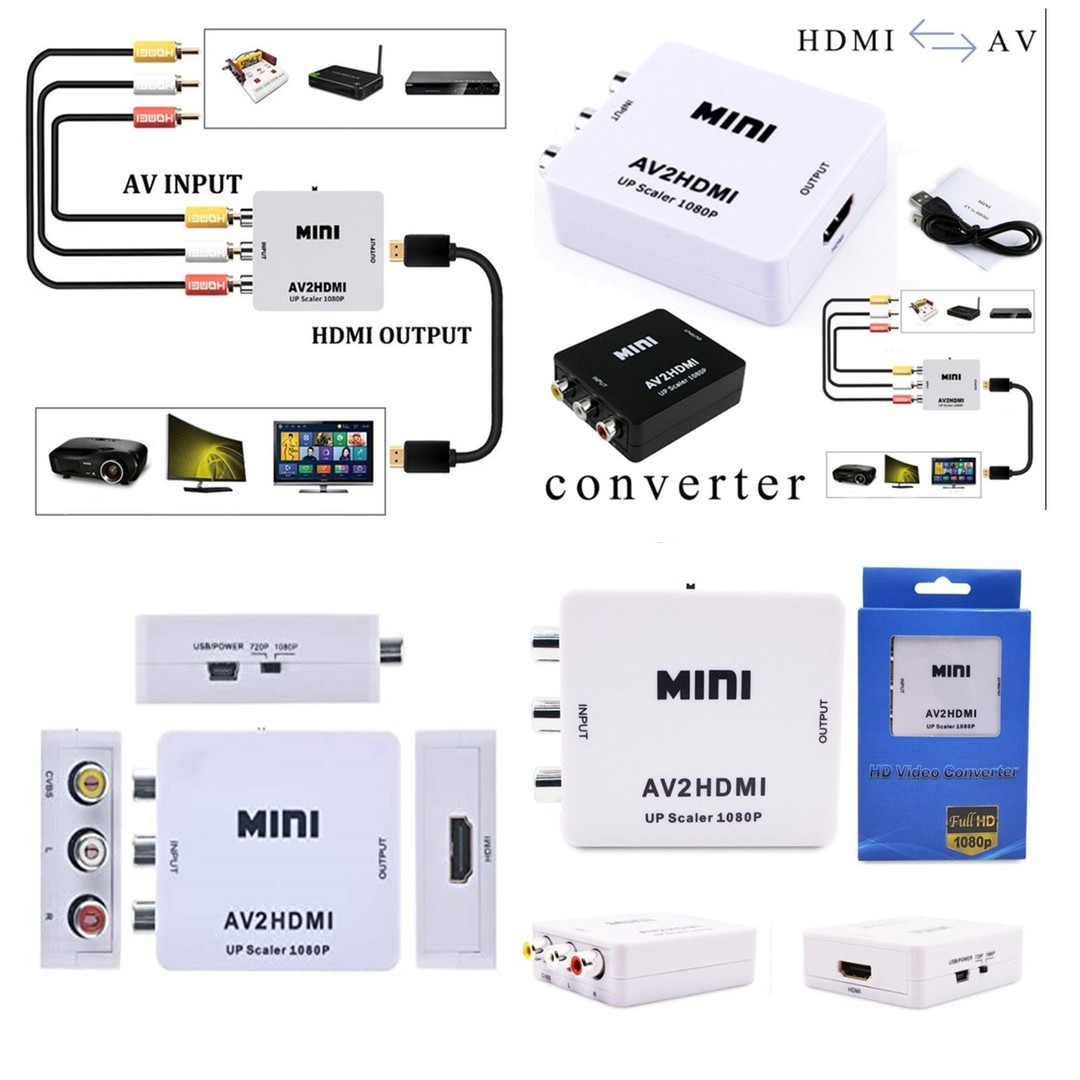 accesorios para electronica - convertidor adaptador hdmi rca vga av 1080p full HD 4