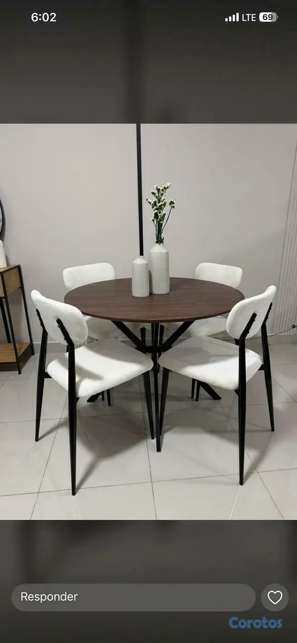 muebles y colchones - JUEGO DE COMEDOR 4 SILLAS BEIGE 2