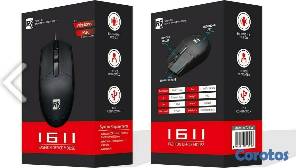 computadoras y laptops - Mouse usb R8-1611 2