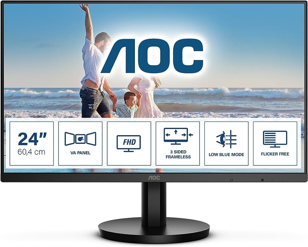 computadoras y laptops - MONITOR AOC MODELOS NUEVOS  24 pulgadas FHD 1920X 1080, VESA, 4MS HDMI 75HZ, VGA 1