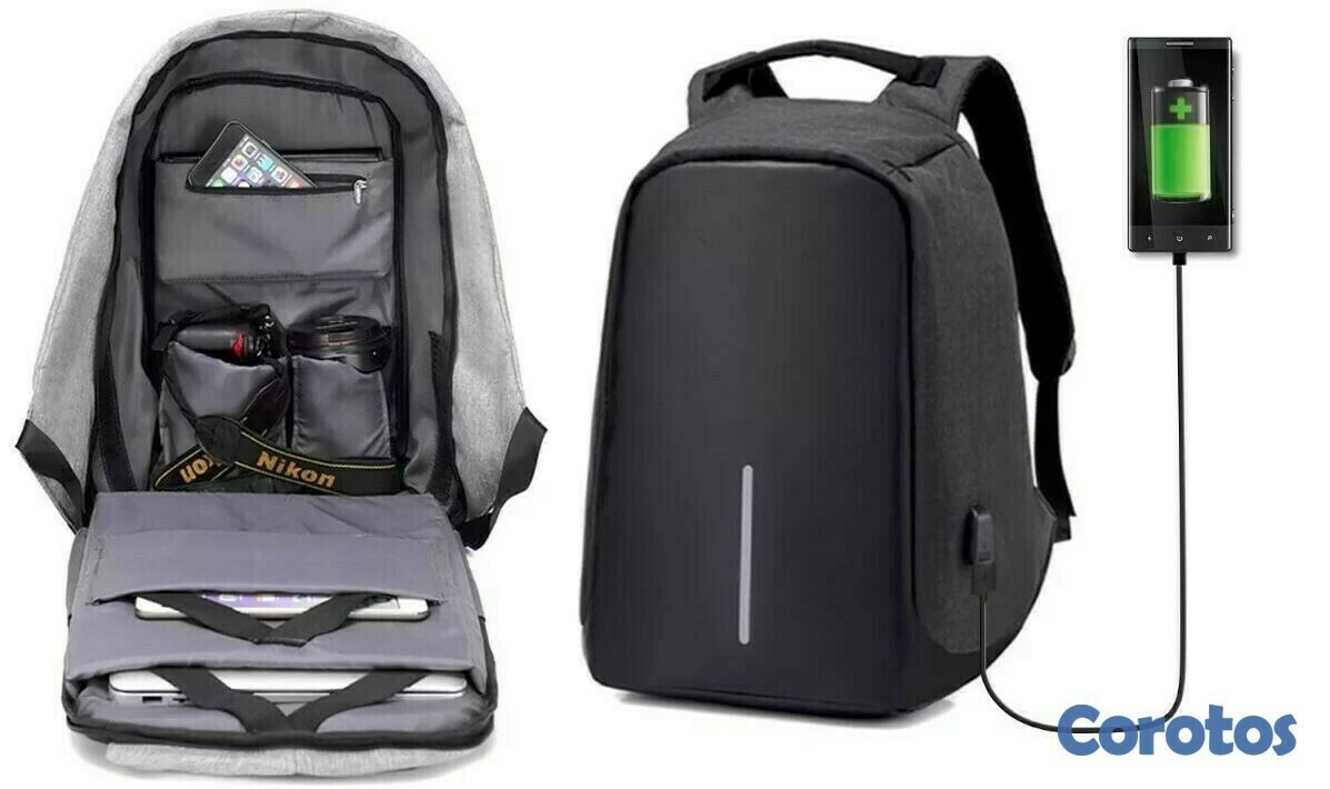 carteras y maletas - Mochila antirrobo impermeable con puerto de carga USB 4