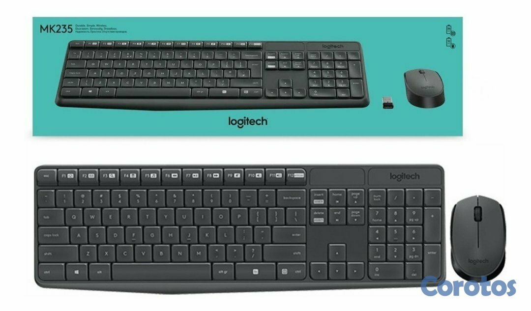 computadoras y laptops - TECLADO MOUSE LOGITECH MK235 USB WIRELESS RECEIVER 2.4GHZ WIRELESS, ESPAÑOL, 10M 2