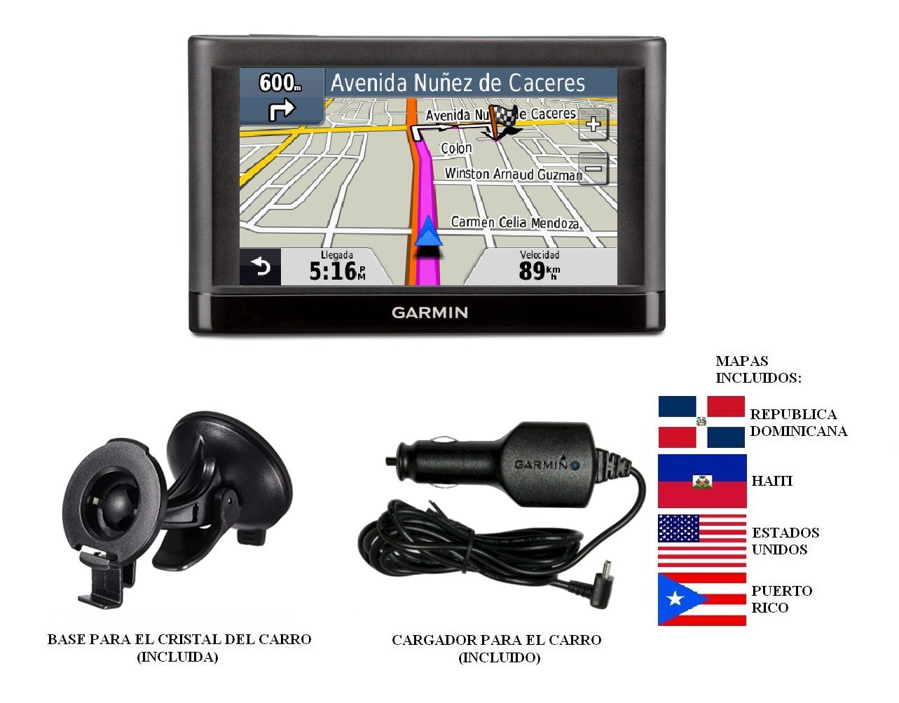 GPS Navegador Garmin Nuvi 42LM Con Mapa RD, Haiti, USA y PR