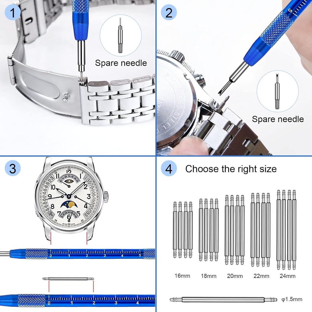 joyas, relojes y accesorios - KIT REPARADOR DE RELOJES para reemplazo de pilas de reloj y cambio de eslabon 2