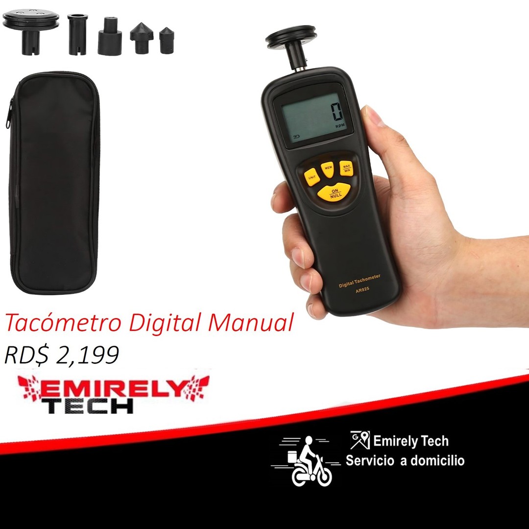 equipos profesionales - Tacometro Digital Medidor de Velocidad Rotacion Contacto LCD