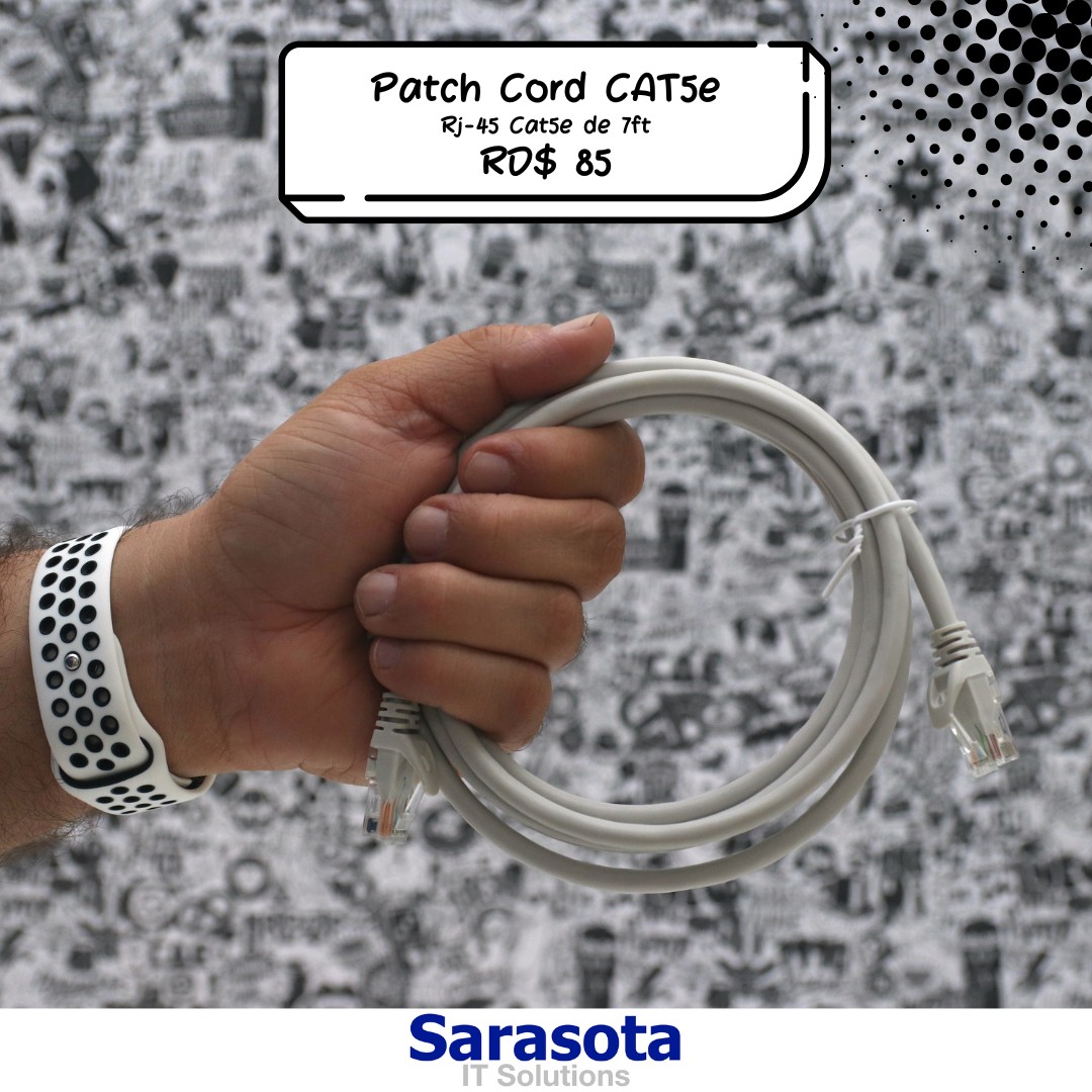 accesorios para electronica - Patch Cord RJ45 CAT5e RJ45 de 7 pies Somos Sarasota