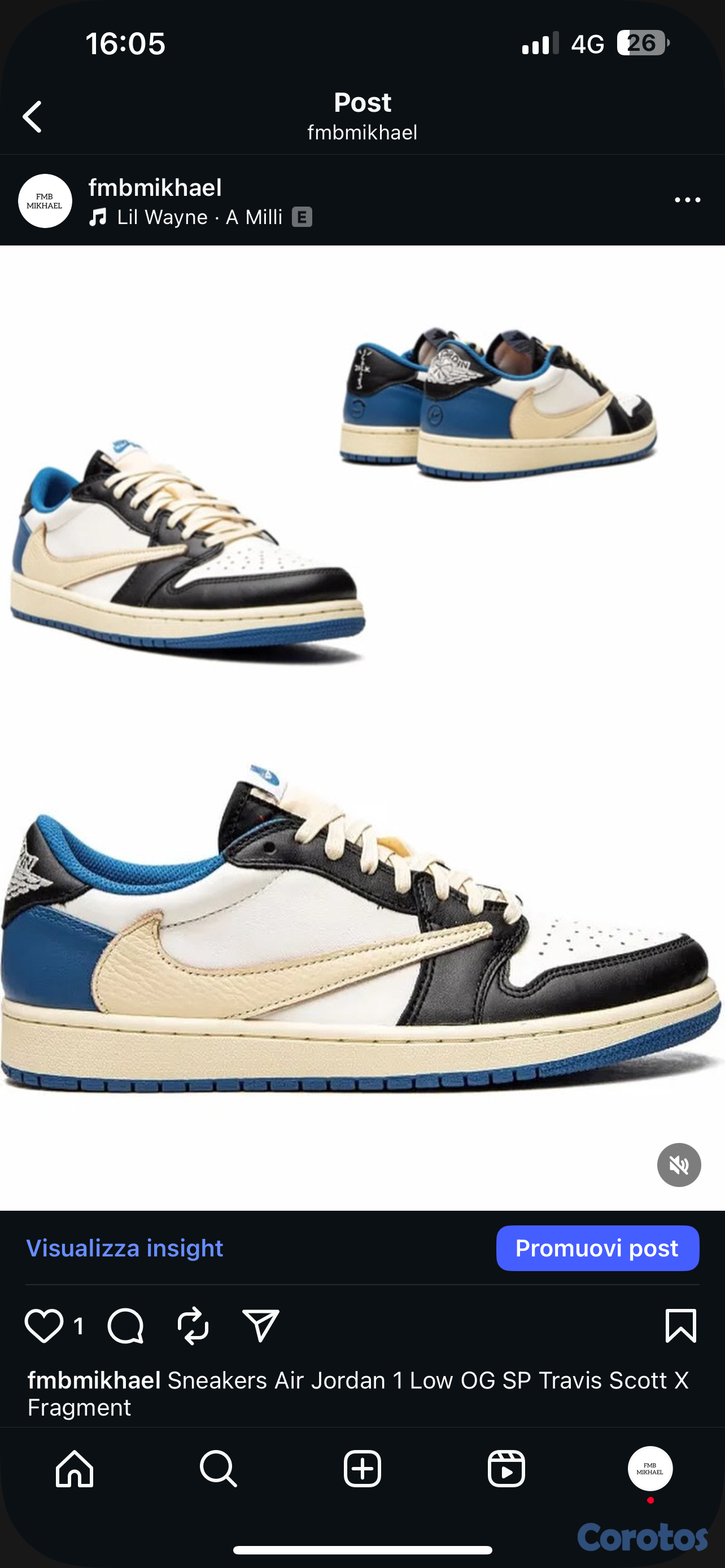 zapatos unisex - Fragment x Travis Scott sneaker TG 42EU