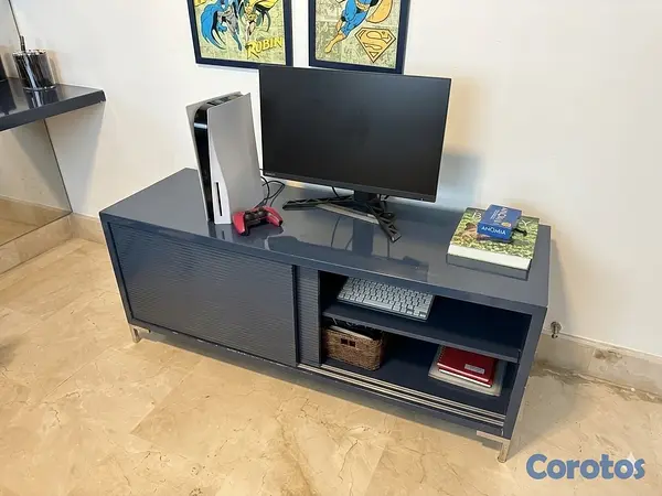 muebles y colchones - COMBO o SET DE MUEBLE AZUL (Escritorio + Rack para TV) 2