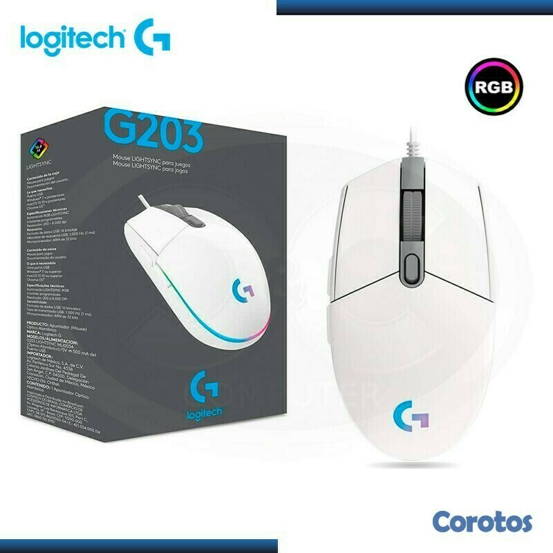 computadoras y laptops - MOUSE LOGITECH G203 LIGHTSYNC GAMING, USB,ILUMINACIÓN RGB LIGHTSYNC,6 BOTONES  1