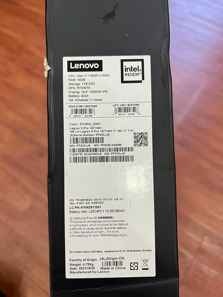 celulares y tabletas - Lenovo Legion 5 Pro RTX3070 16GB/1TB 2