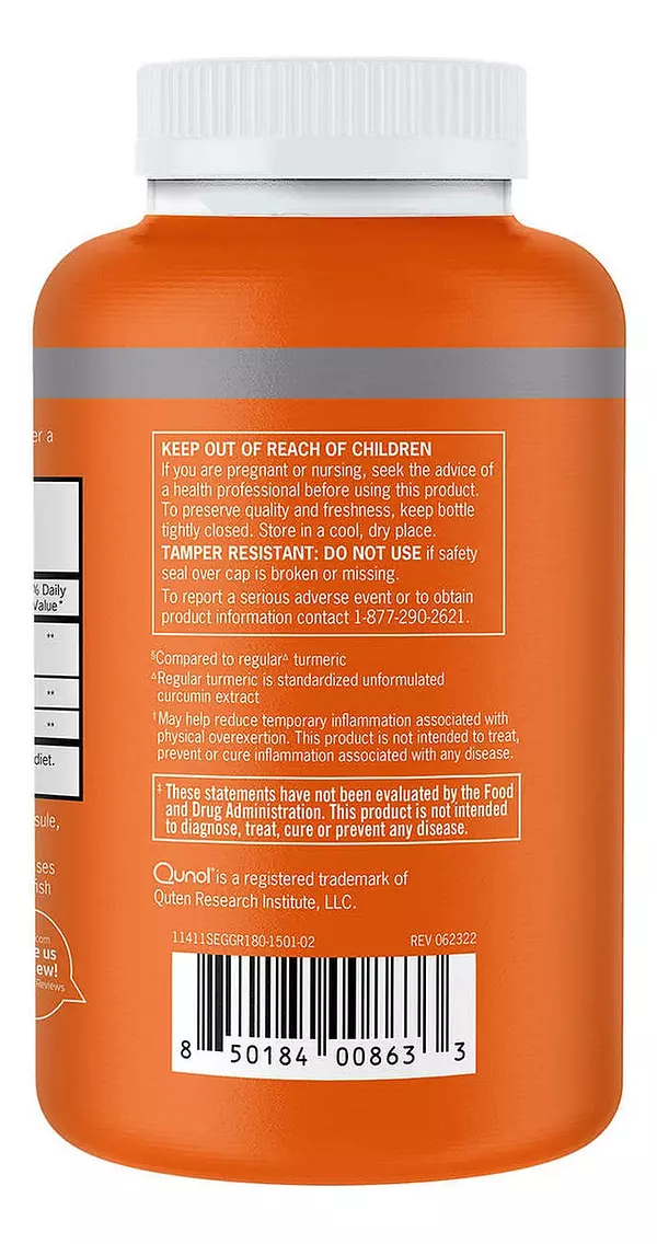 Salud y Equipamiento Médico - Cúrcuma Turmeric Qunol 1500 Mg 3
