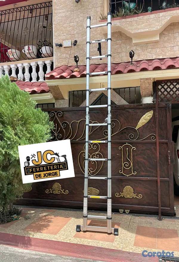 herramientas, jardines y exterior - escalera telescopica doble función en aluminio 12 pies  2