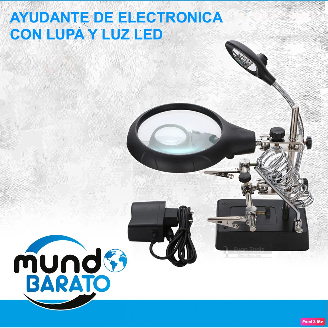 accesorios para electronica - Lupa de soldar con clip auxiliar y soldador de mano 3 en 1. Herramientas