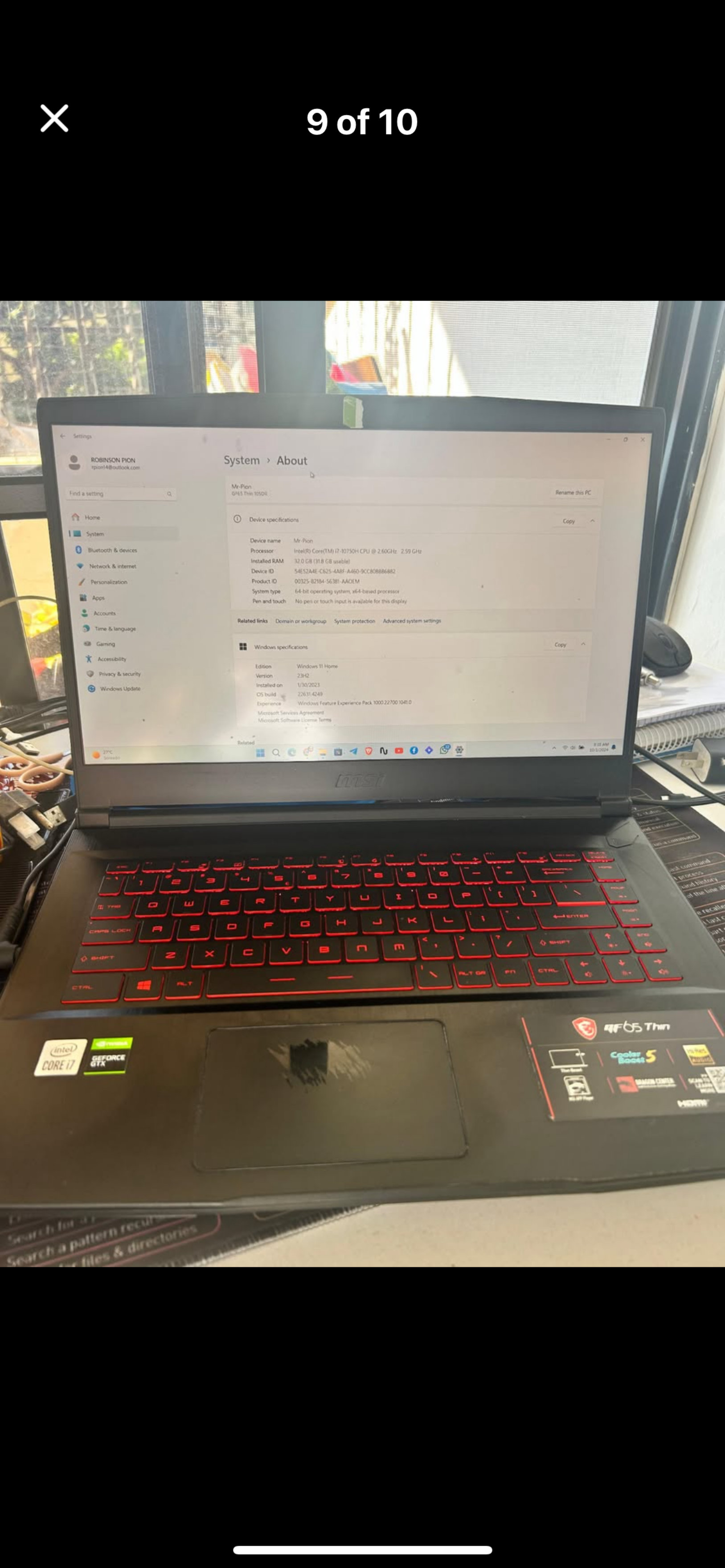 computadoras y laptops - Vendo Laptop GAMMER - MSI GF65 Thin 10SDR - Usada 0